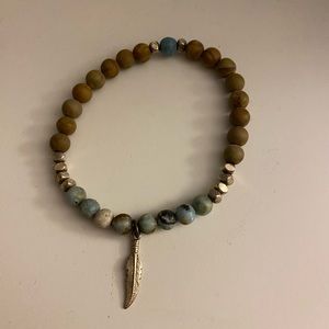 Turquoise and wooden bead bracelet